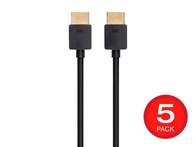 Monoprice Ultra 8K High Speed HDMI Cable - 3 Feet - Black (5 Pack) 48Gbps, 8K@60Hz, Dynamic HDR, eARC, Supports 3D Video and Multiview Video