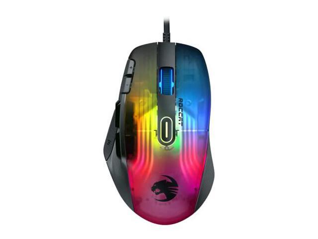roccat kone xp pc gaming mouse with 3d aimo rgb lighting, 19k dpi optical sensor, 4d krystal scroll wheel, multi-button design, wired computer...