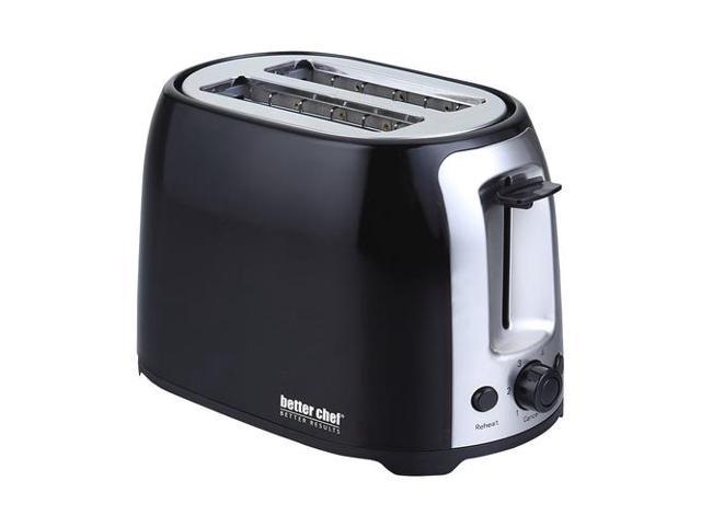Better Chef - 2-Slice Extra-Wide-Slot Toaster - Black with stainless steel accents photo