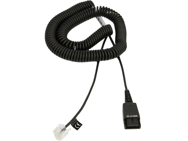 Jabra Quick Disconnect (QD) to Modular (RJ) Coiled Bottom Cord, 2 Meter 8800-01-