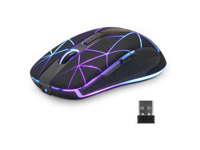 Wireless Mouse RGB LED Lights Rechargeable USB Nano Receiver Optical Mice - axGear