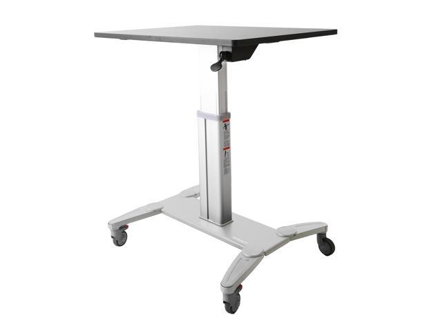 StarTech. com Sit Stand Mobile Workstation - Rolling Desk - One-Touch Height Adjustment with Lock - Standing Desk Converter - Mobile Desk