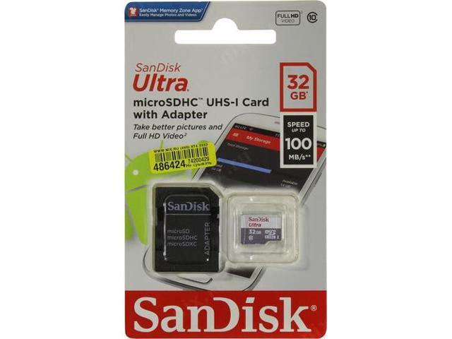 SanDisk 32GB Ultra UHS-I microSDHC Memory Card with SD Adapter