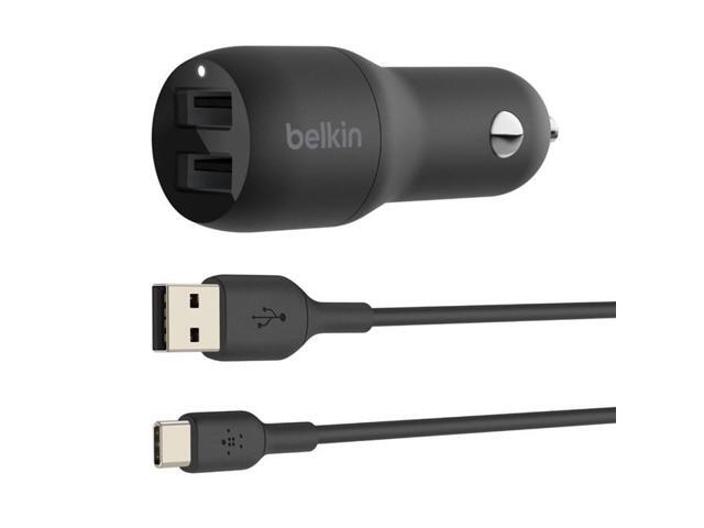 Belkin - BOOST↑CHARGE  Dual USB-A Car Charger 24W + USB-A to USB-C Cable - Black - image 9