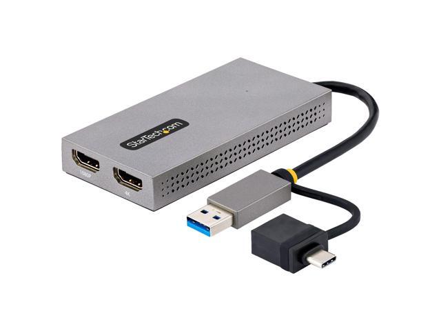 StarTech. com USB to Dual HDMI Adapter, USB A/C to 2x HDMI Displays (1x 4K30Hz, 1x 1080p), Integrated USB-A to C Dongle, 4in/11cm Cable, USB 3.0 to...