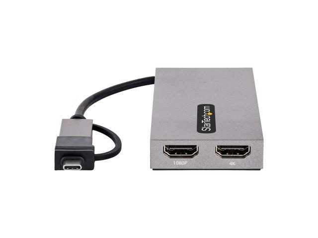StarTech. com USB to Dual HDMI Adapter, USB A/C to 2x HDMI Displays (1x 4K30Hz, 1x 1080p), Integrated USB-A to C Dongle, 4in/11cm Cable, USB 3.0 to...