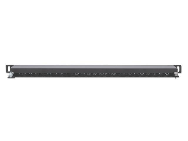 Intellinet Cat6a Shielded Patch Panel, 24-Port, FTP, 19', 0.5 U, 90° Top-Entry Punch-Down Blocks, Black