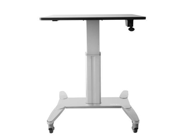 StarTech. com Sit Stand Mobile Workstation - Rolling Desk - One-Touch Height Adjustment with Lock - Standing Desk Converter - Mobile Desk