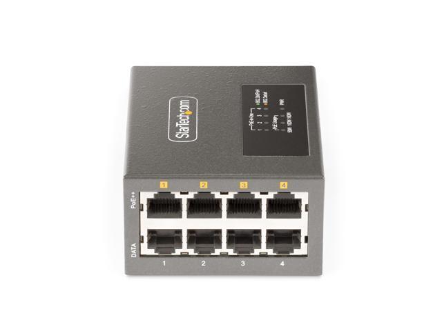 StarTech. com 4-Port Multi-Gigabit PoE++ Injector, 5/2.5/1G Ethernet (NBASE-T), PoE/PoE+/PoE++ (802.3af/802.3at/802.3bt), 160W Power Budget