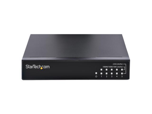 StarTech. com Unmanaged 2.5G Switch, 5 Port 2.5GBASE-T Unmanaged Ethernet Switch, Din Rail Wall Mount, Multi-Gigabit, Auto-MDIX, 9K Jumbo
