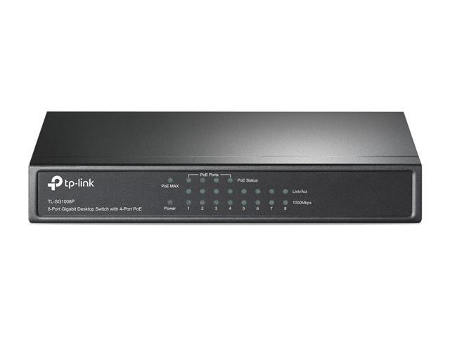 TP-LINK (TL-SG1008P) 8-Port Gigabit Unmanaged Desktop Switch, 4-Port PoE, Steel Case