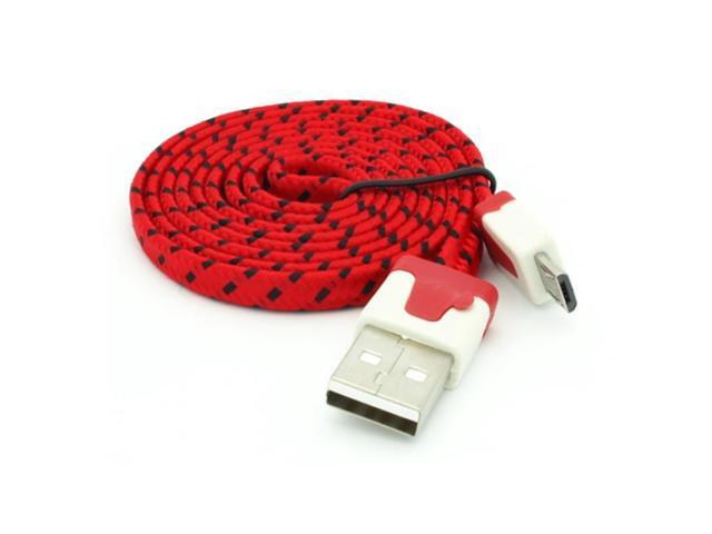 Red Braided USB Cable Rapid Charger Sync Power Wire Tangle Free Flat Cord Compatible With ZTE ZPad 8