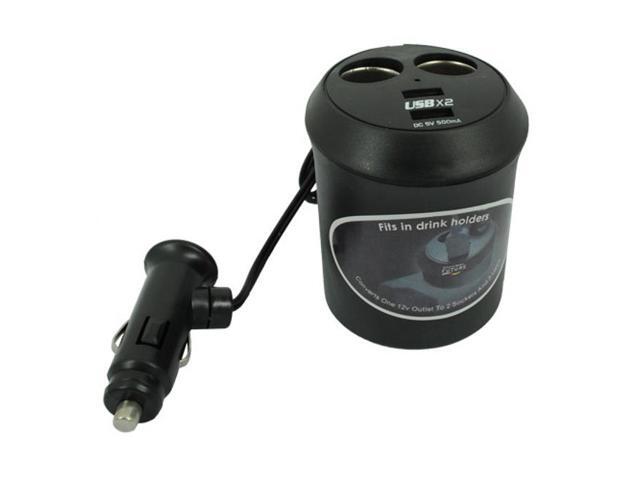 Car Charger Cup Holder Socket Splitter 2-Port Adapter Dual USB Ports Black Multi Compatible With OnePlus 6