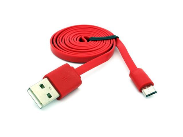 Red 3ft Flat USB Cable Rapid Charge Power Wire Sync Cord Compatible With ZTE ZPad 8