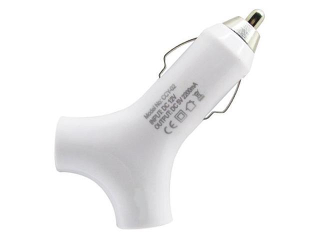 2.2Amp Rapid Car Charger Socket 2-Port USB Power Adapter Compact White Compatible With ZTE ZPad 8
