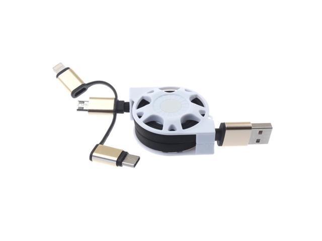 Retractable 3-in-1 USB Cable Charge Sync Power Wire Cord w Fast Charging Compatible With Samsung Galaxy Note9 J7 (2018) Refine
