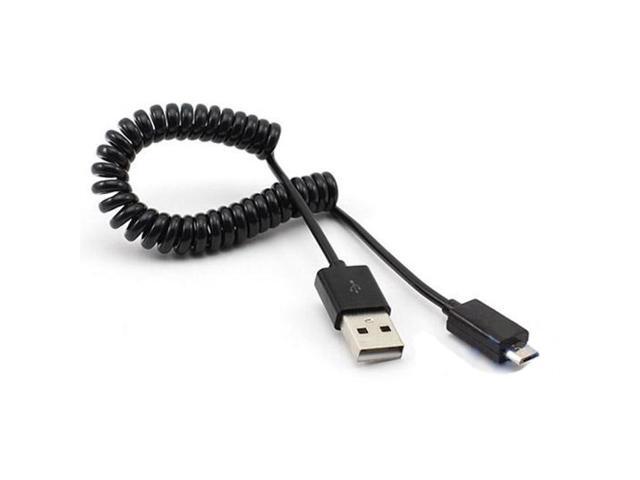 Black Coiled Micro USB Cable Rapid Charge Power Wire Sync Data Transfer Cord Compatible With Huawei Mate SE