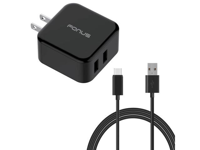 30W 2-Port Home Quick Charger 6ft USB Fast Type-C Cable Smart Detect Adapter Compatible With Motorola Moto Z3 Play Z2 Force Z Force Droid G6