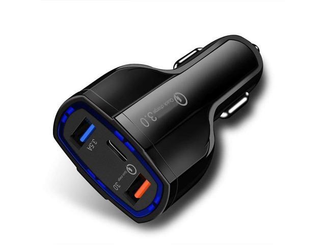 48W 3-Port Adaptive Fast USB Car Charger Type-C [USB-C] Port Quick Charge Port Compatible With Amazon Kindle Fire HDX 8.9 7 HD 8.9 7 6, DX, 8 10