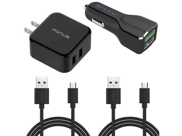4-in-1 Adaptive Fast Home Car Charger 6ft (Two) USB Cable Combo Travel Adapter Compatible With Huawei Mate SE