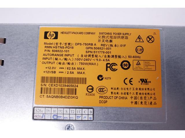 HP 506822-101 750 Watt Hot Plug High Efficiency Common Slot Power Supply For Proliant Dl380 By Ml 370 G6