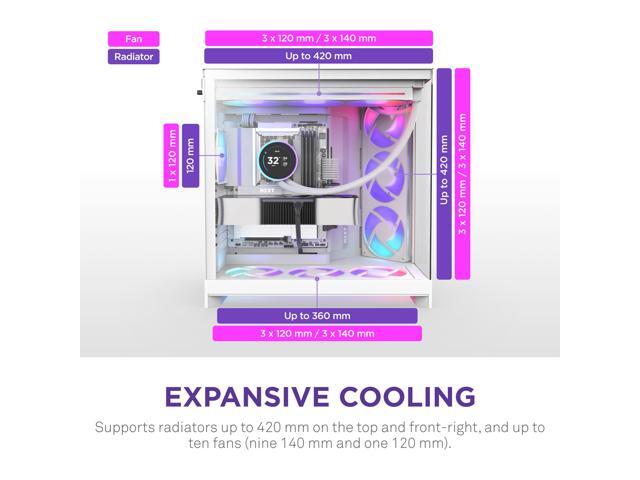 NZXT - H9 Flow+ RGB 2025 ATX Mid-Tower Dual-Chamber PC Case - White - image 4