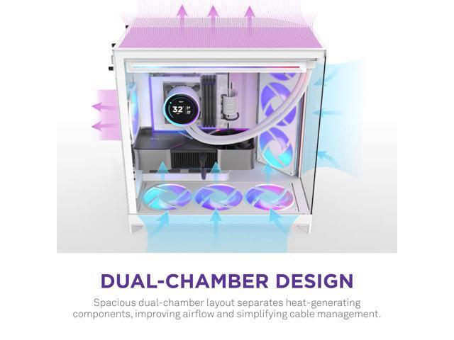 NZXT - H9 Flow+ RGB 2025 ATX Mid-Tower Dual-Chamber PC Case - White - image 6