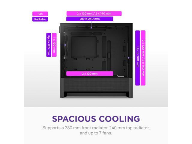 NZXT - H3 Flow Micro-ATX High-Airflow PC Case - Black - image 3