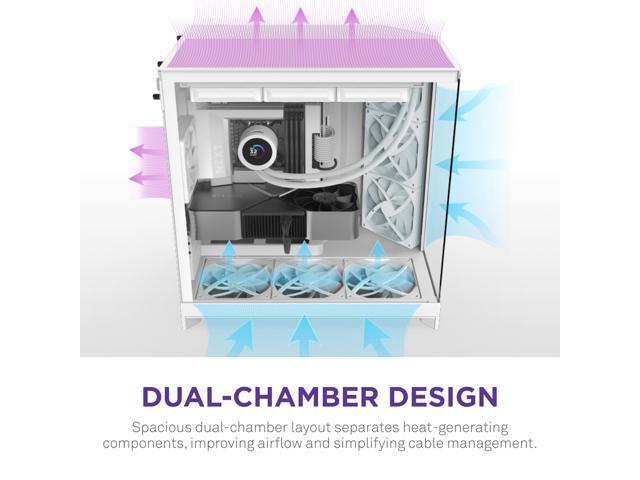 NZXT - H9 Flow 2025 ATX Mid-Tower Dual-Chamber PC Case - White - image 5