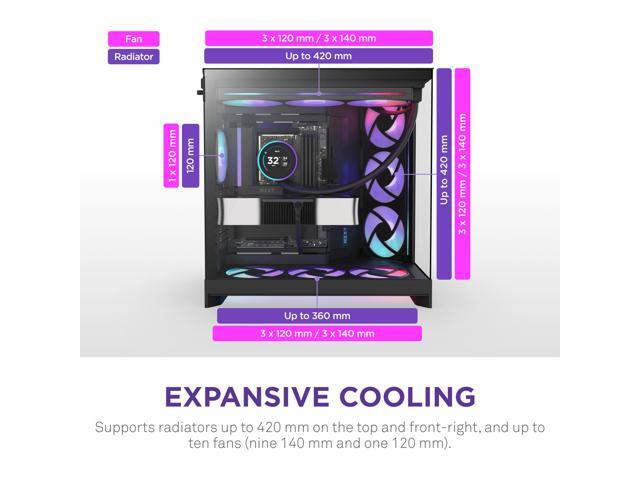 NZXT - H9 Flow RGB 2025 ATX Mid-Tower Dual-Chamber PC Case - Black - image 4
