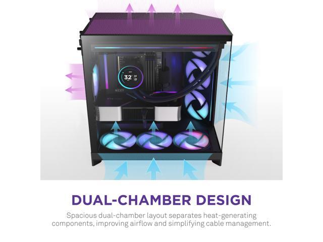 NZXT - H9 Flow RGB 2025 ATX Mid-Tower Dual-Chamber PC Case - Black - image 6