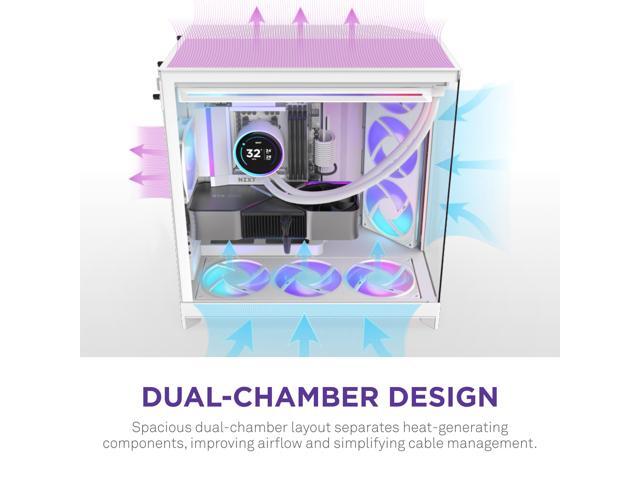NZXT - H9 Flow RGB 2025 ATX Mid-Tower Dual-Chamber PC Case - White - image 4
