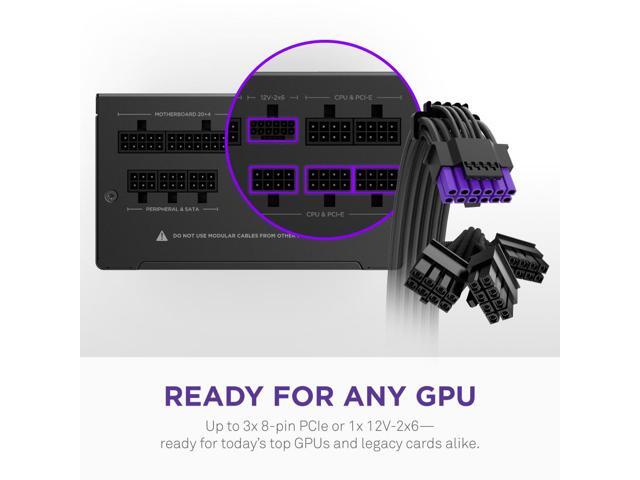 NZXT - Gold Core 1000W ATX 3.1 / PCIE 5.1 80 Plus Gold Cybenetics Platinum Fully Modular Power Supply - Black - image 4