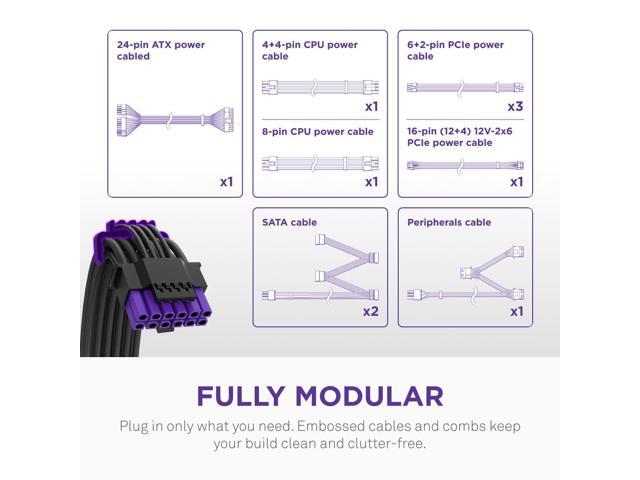 NZXT - Gold Core 1000W ATX 3.1 / PCIE 5.1 80 Plus Gold Cybenetics Platinum Fully Modular Power Supply - Black - image 6