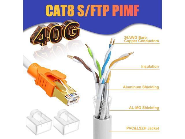 Cat 8 Ethernet Cable 30ft Shielded, Indoor & Outdoor, Heavy Duty High Speed Direct Burial 26AWG Network Cable, 40Gbps 2000Mhz, Weatherproof Solid...
