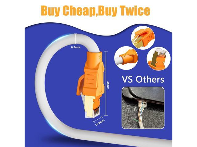 Cat 8 Ethernet Cable 30ft Shielded, Indoor & Outdoor, Heavy Duty High Speed Direct Burial 26AWG Network Cable, 40Gbps 2000Mhz, Weatherproof Solid...