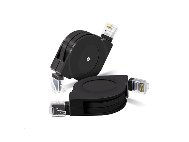 CNCOB Cat6 Ethernet Cable Retractable rj45 8p8c Flat Gigabit Network Cable Laptop Internet Connection Jumper 2pcs (5.9 feet /1.8M)