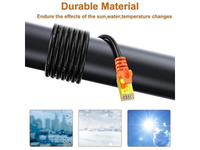 Outdoor Cat 7 Ethernet Cable 75ft, 26AWG Heavy-Duty Cat7 Networking Cord Patch Cable RJ45 Transmission Speed 10GbpsTransmission Bandwidth 600Mhz...