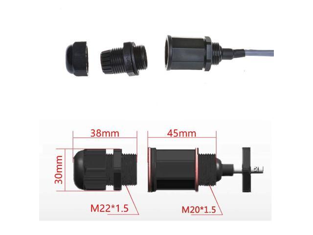 5PCS M20 RJ45 Waterproof Cat5 8P8C Connector IP67 Ethernet LAN Cable Connector Double Head with Cat5 Network Cable Outdoor LAN Coupler Adapter Male...