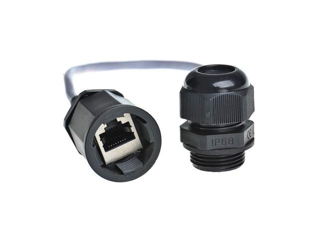 5PCS M20 RJ45 Waterproof Cat5 8P8C Connector IP67 Ethernet LAN Cable Connector Double Head with Cat5 Network Cable Outdoor LAN Coupler Adapter Male...