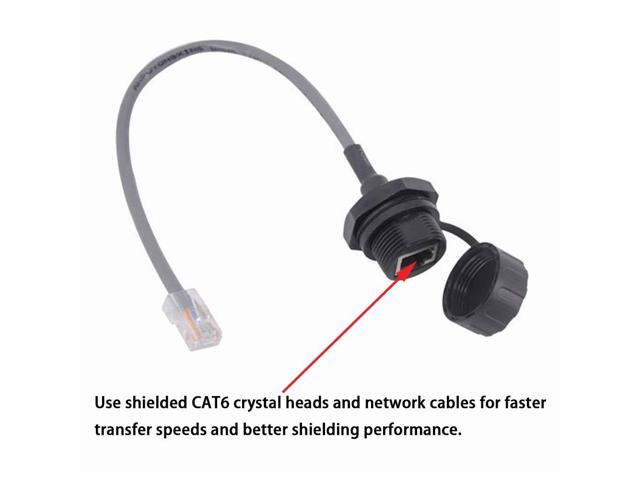 5PCS Panel Mounting RJ45 Waterproof Connector M25 Cat5/5e Ethernet LAN Cable Coupler with Waterproof/Dust Cap Cover 25cm Network Cable for Outdoor...