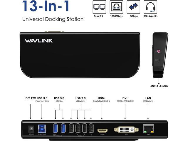 WAVLINK USB Laptop Docking Station Dual Monitors, DisplayLink Computer Dock for M1 M2 Mac and Windows, ChromeOS, Ubuntu 20.04/22.04 (HDMI &...