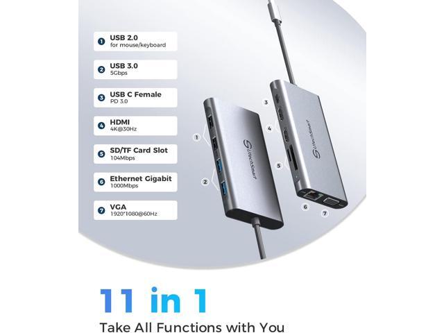 UtechSmart USB C Hub,Triple Display USB C Laptop Docking Station, 11 in 1 USB C Dock with Dual HDMI, VGA, PD3.0, SD TF Card Slot, 4 USB Ports Dual...