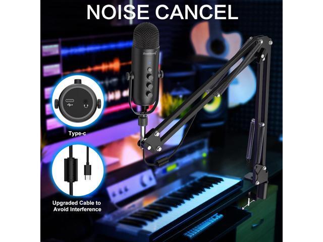 ZealSound Gaming Microphone Kit,Podcast Condenser USB Mic with Boom Arm,Supercardioid Microphone with Mute Button,Echo Volume Gain Knob,Adjust...