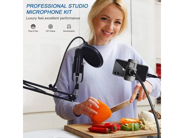 USB Microphone Condenser Computer PC Gaming Mic Podcast Microphone Kit for Streaming,Recording,Vocals,ASMR,Voice,Cardioid Studio Microphone for...