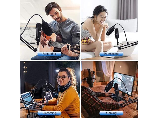 USB Microphone Condenser Computer PC Gaming Mic Podcast Microphone Kit for Streaming,Recording,Vocals,ASMR,Voice,Cardioid Studio Microphone for...
