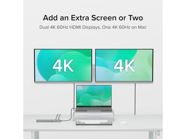 Plugable 11-in-1 USB-C Hub, 100W USB-C Pass-Through, Laptop Docking Station Dual Monitor, 4K 60Hz HDMI, Compatible with Thunderbolt, Windows,...