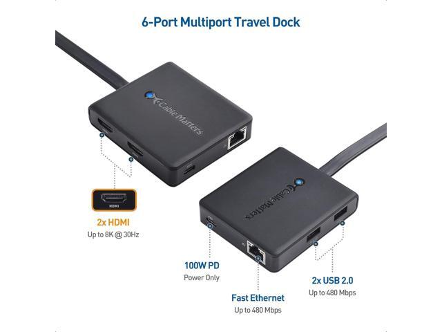 Cable Matters Dual Monitor USB C Hub (USB C Dock) with Dual 4K HDMI, 2X USB 2.0, Ethernet, and 100W Charging - Thunderbolt 4 / USB4 / Thunderbolt 3...