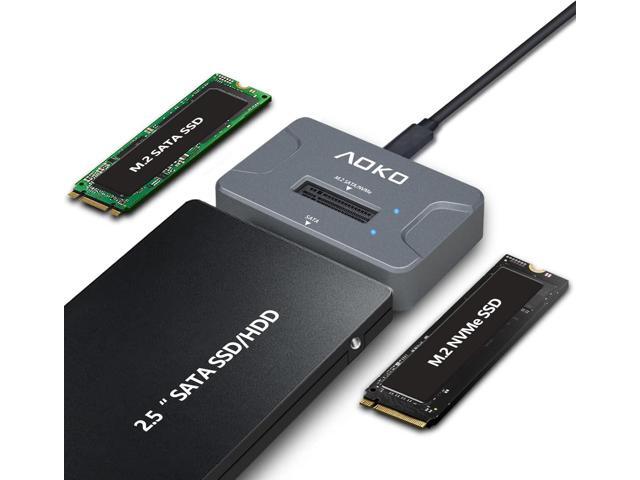 AOKO NVMe to USB 3.2(10Gbps) SSD Reader Docking Station Portable M.2 SSD to USB Adapter External NVMe SSD Enclosure for M.2 PCIe NVMe and M.2 SATA...