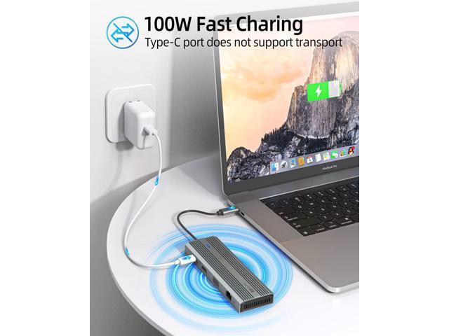 SANZANG USB C Hub, 10-in-1 Docking Station, USB C to HDMI Adapter, USB C Hub Ethernet, 100W PD, 3 USB-A USB 3.0 for MacBook, Steam Deck, iPad,...